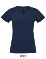 Dames T-shirt Sols Imperial V-Neck French Navy